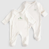 Twig Organic Cotton Sleepsuit 2 Pack – Ecru