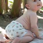 upf 50 baby swim shorts brown dots