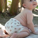 upf 50 baby swim shorts brown dots