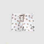 brown dot baby swimwear fabric detail