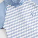 baby rash guard striped blue short sleeve