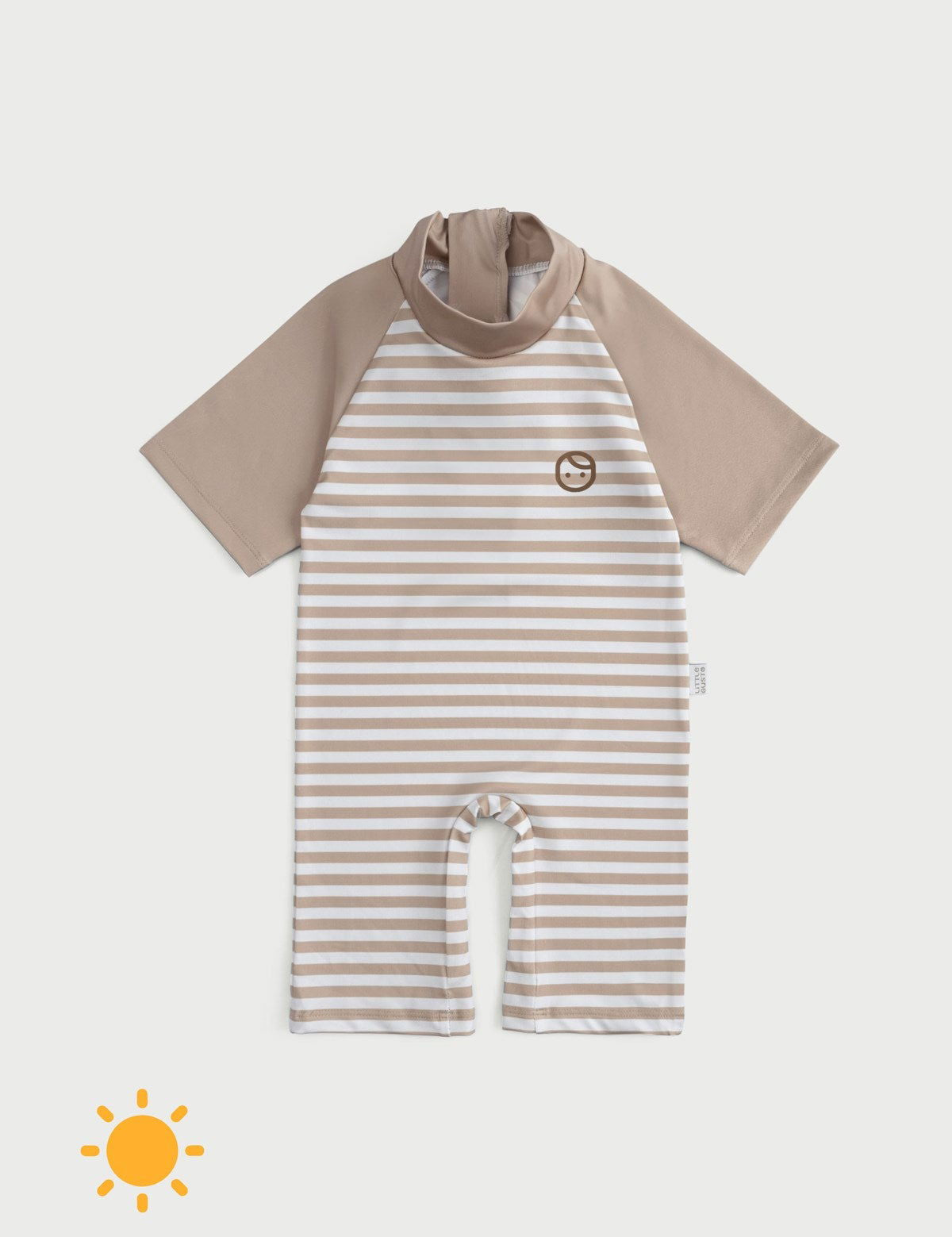 baby sunsuit zipper detail brown striped