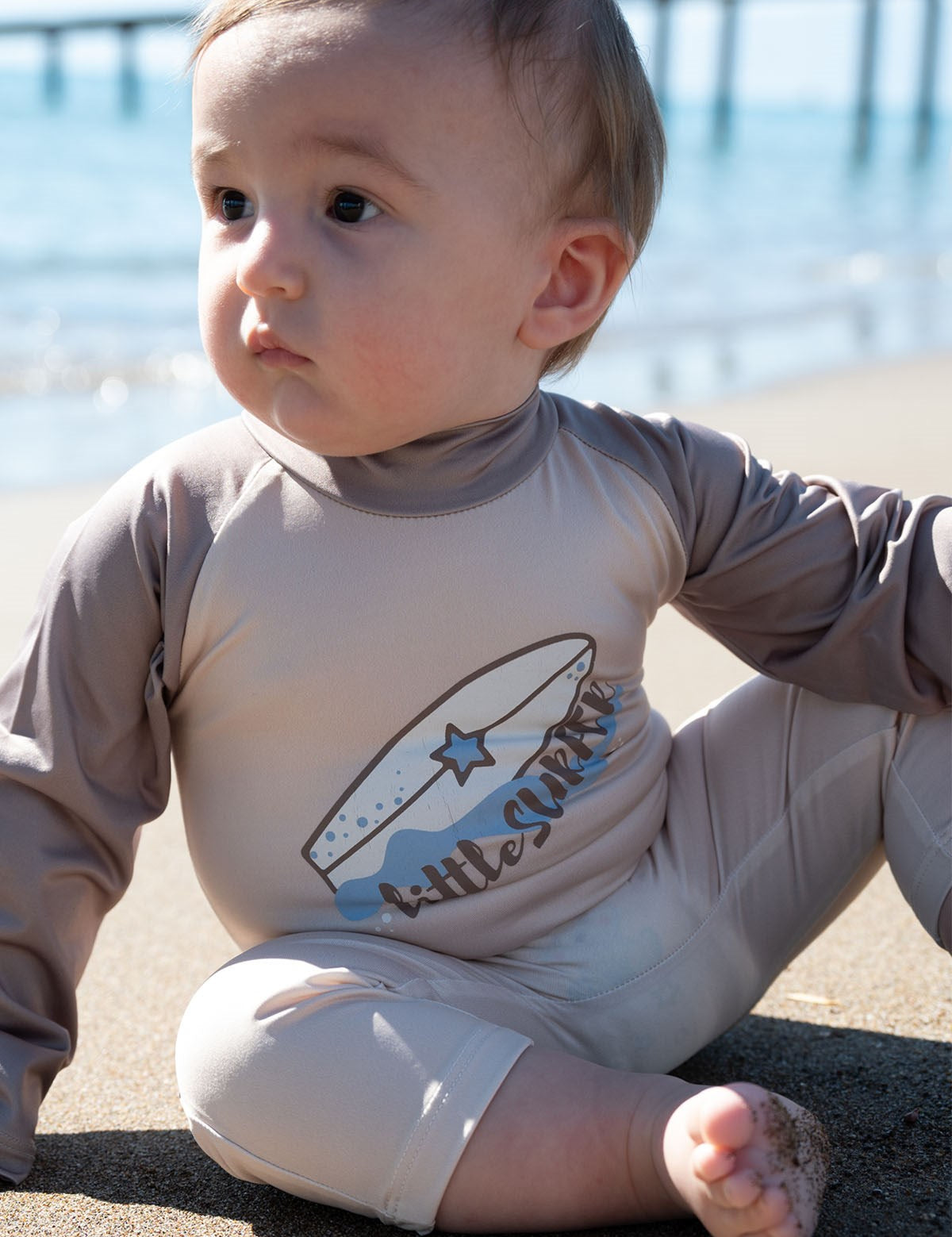 baby swim shorts drawstring detail brown