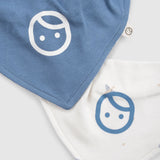 2-Pack Waterproof Organic Cotton Bandana Bib Set – Blue
