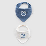 2-Pack Waterproof Organic Cotton Bandana Bib Set – Blue