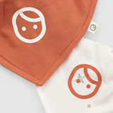 2-Pack Waterproof Organic Cotton Bandana Bib Set – Orange